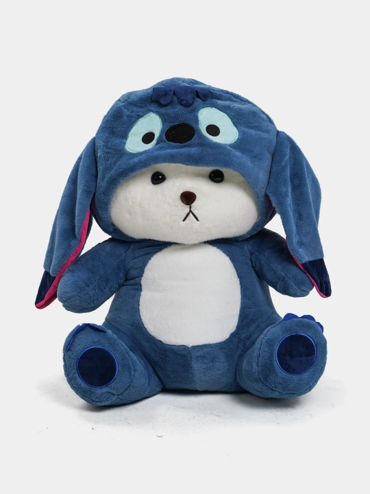 Плюшевая игрушка Teddy — мягкий маленький мишка в костюме зверька с ушками, 25 см - 