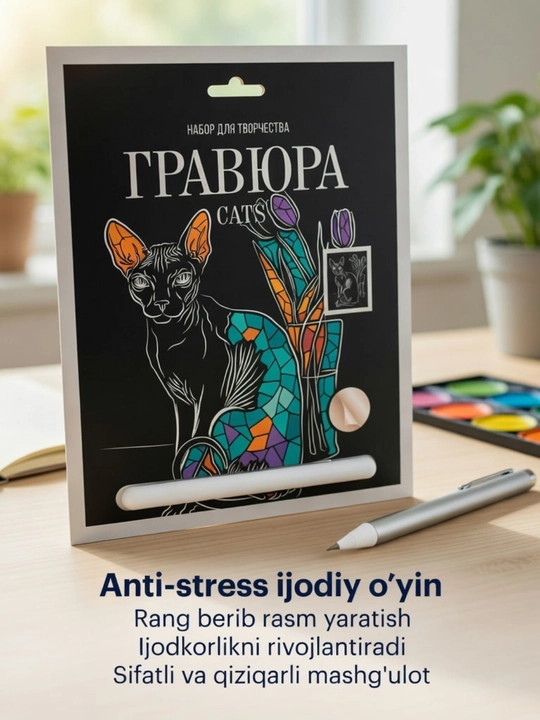 Ijod uchun LORI skretching-gravyura to‘plami "Kuchukcha" - o‘z qo‘llaringiz bilan san’at - 