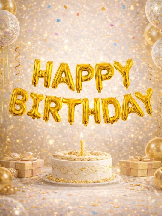 Happy Birthday / Tug‘ilgan kun bilan shar yozuvi – Folga harfli sharlar to‘plami - 