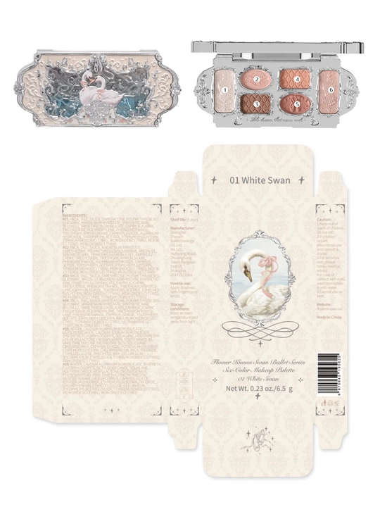 Flower Knows Swan Ballet Collection 6-цветная палетка теней для век