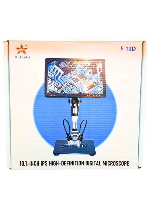 HF Tools F-12D 10.1 dyuym IPS raqamli mikroskop, telefon va plata ta'miri uchun