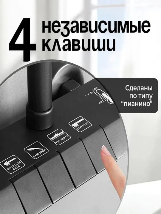 Tropik dushga ega 4x1 dush tizimi NERO vannaxonasi uchun zamonaviy to‘plam