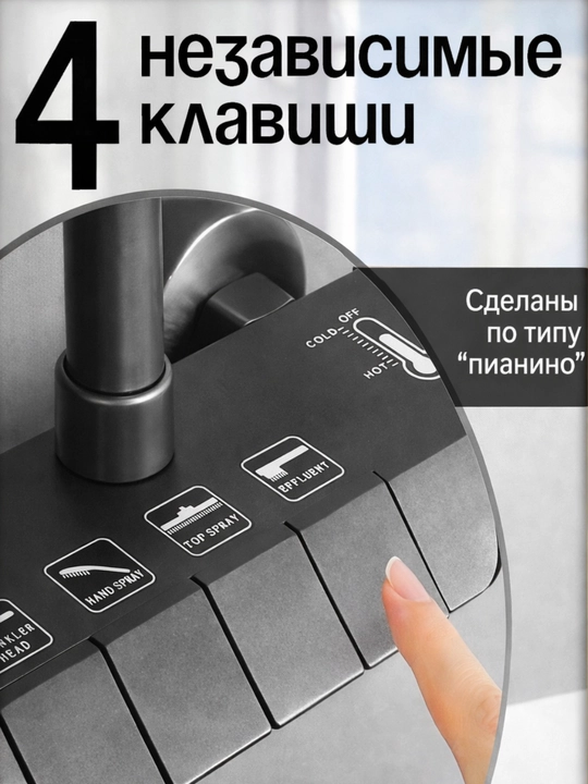 Tropik dushga ega 4x1 dush tizimi NERO vannaxonasi uchun zamonaviy to‘plam