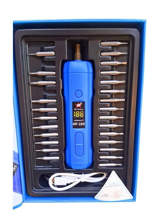 Электрическая отвертка HF-TOOLS HF-103 ,с набором 30 бит , для ремонта телефонов и техники - 
