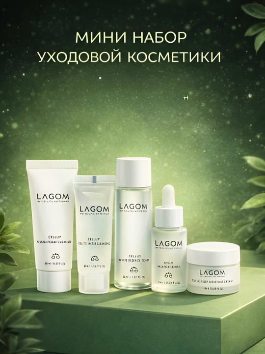 LAGOM mini teri parvarish to‘plami yuz uchun skincare set 5 ta mahsulot - 