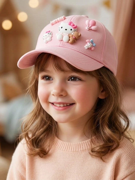 Hello Kitty bolalar kepkasi,3D-printerda chop etilgan bosh kiyimi,beysbol kepkasi,standart