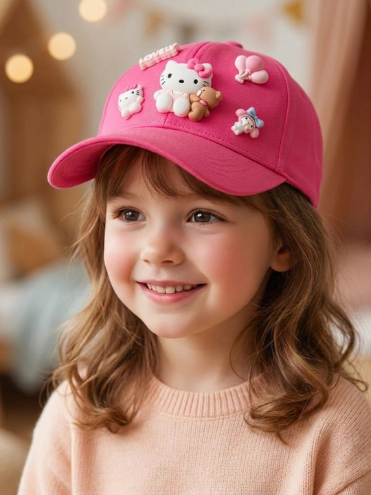 Hello Kitty bolalar kepkasi,3D-printerda chop etilgan bosh kiyimi,beysbol kepkasi,standart