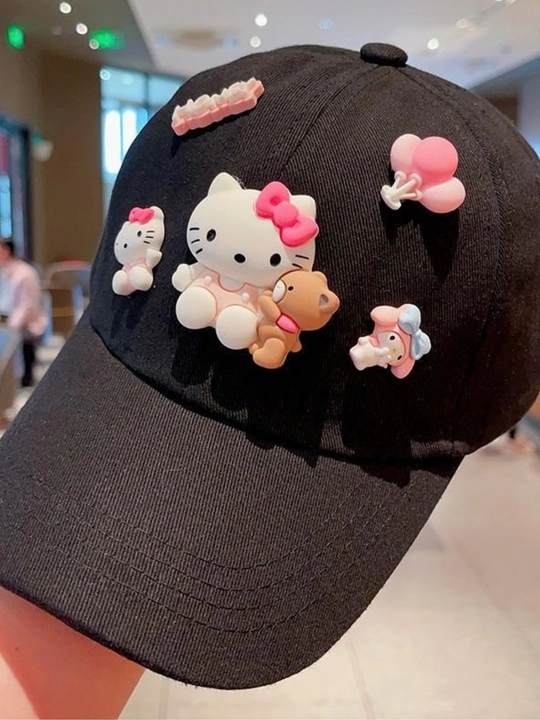 Hello Kitty bolalar kepkasi,3D-printerda chop etilgan bosh kiyimi,beysbol kepkasi,standart
