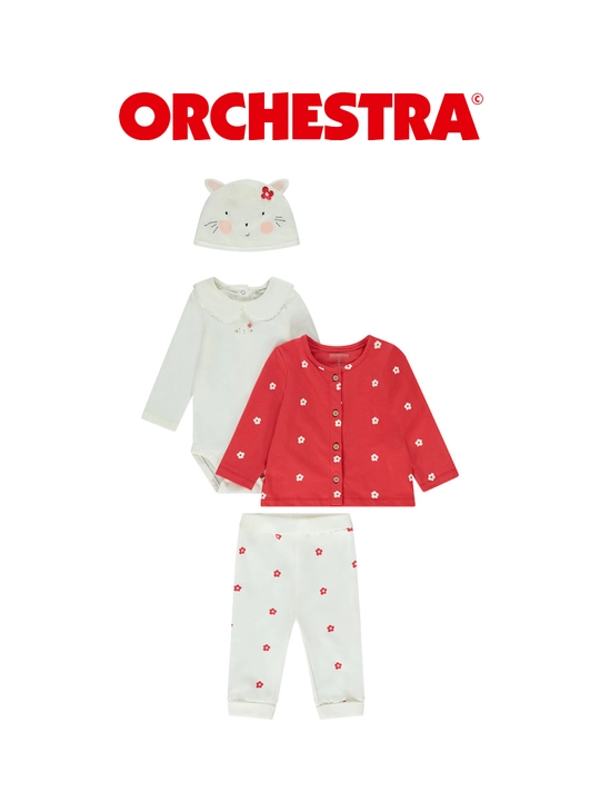 Детский комплект Orchestra для новорождённых (кофта, штаны и шапочка), хлопковый - 
