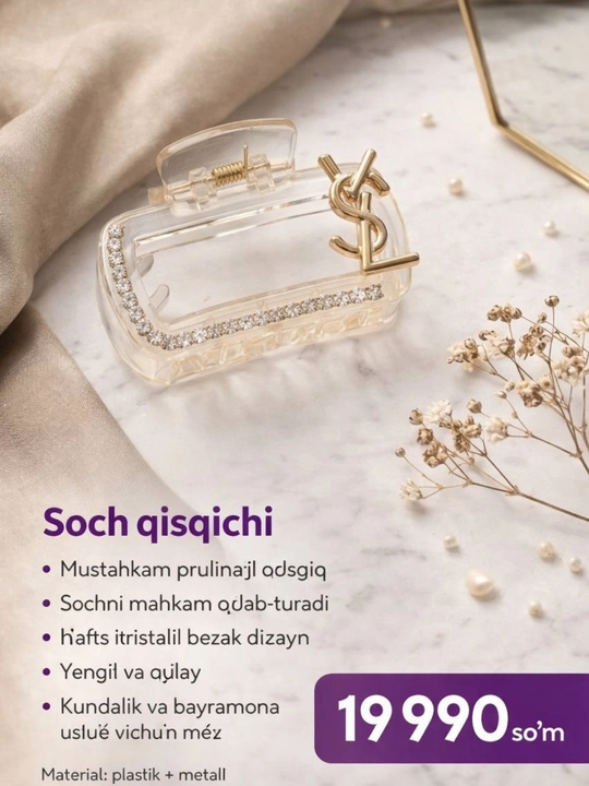 Ayollar va qizlar uchun chiroyli soch to‘g‘nag‘ichlari - soch aksessuarlari