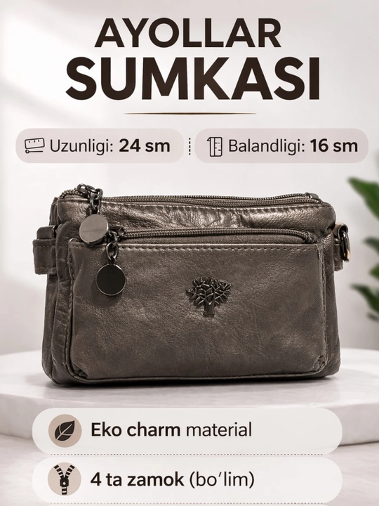 Sumka ayollar uchun, ayollar sumkasi, yelka sumkasi eko-charmdan
