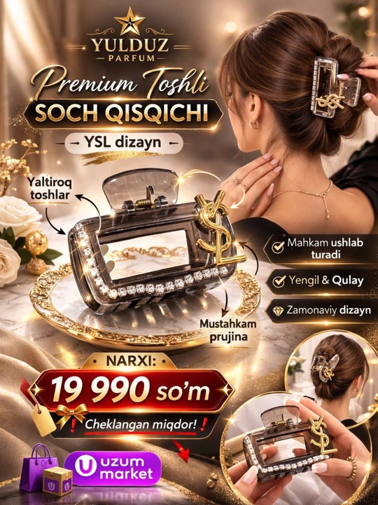 Ayollar va qizlar uchun chiroyli soch to‘g‘nag‘ichlari - soch aksessuarlari
