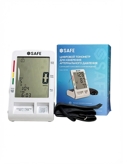 Тонометр цифровой с голосовым сопровождением, SS SAFE, Модель: AXD-808 — 787787-TONOMETR808-БЕЛЫЙ