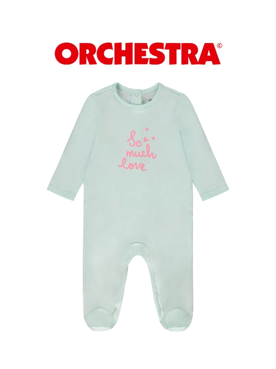 Chaqaloqlar uchun "Orchestra" bolalar slip-kombinezoni, paxta tolali, uzun yengli, yalpizli - 