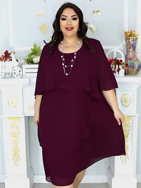 Elegant shifon libos, katta o'lchamli - 