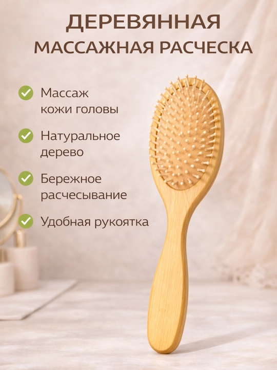 Круглая деревянная расческа - 