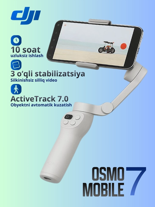 Stabilizator DJI Osmo Mobile 7 smartfon uchun, 3-o‘qli, rasm va video olish uchun - 