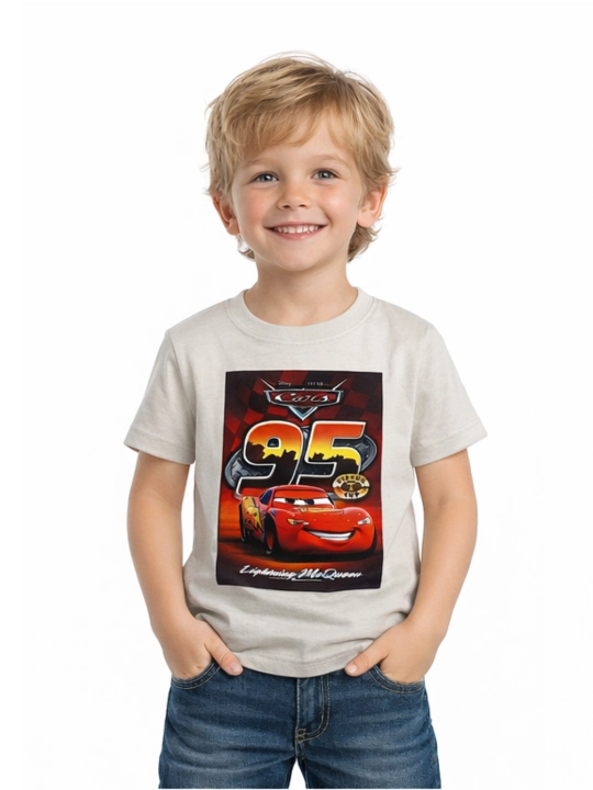 Футболка для мальчиков WEERIT Cars 95 принт 100% хлопок 3–7 лет