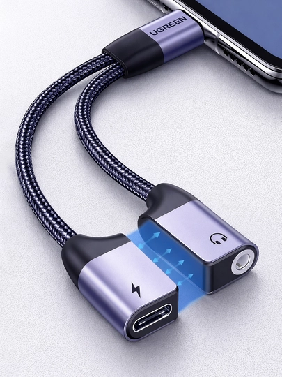 Ugreen adapteri, Type-C kabeli - 3,5 mm, USB-C konverteri, quvvatlash va musiqa ijrosi 3