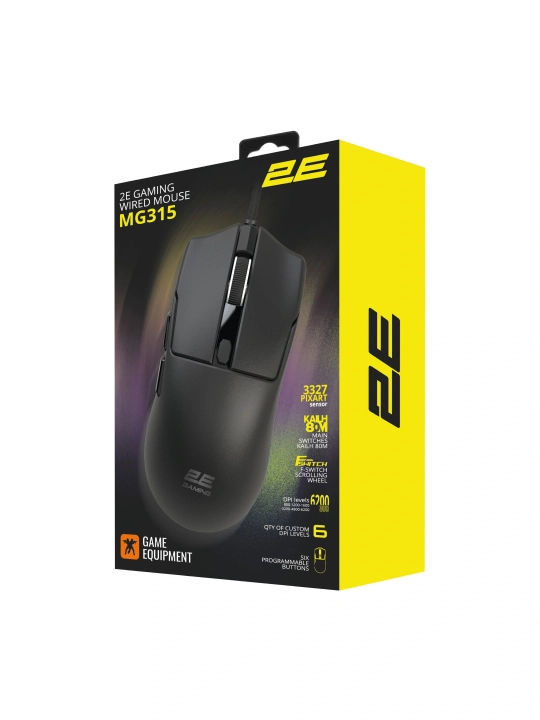 Игровая мышь 2E GAMING MG315, USB-A, до 12 400 DPI, 50 г, 4 цвета