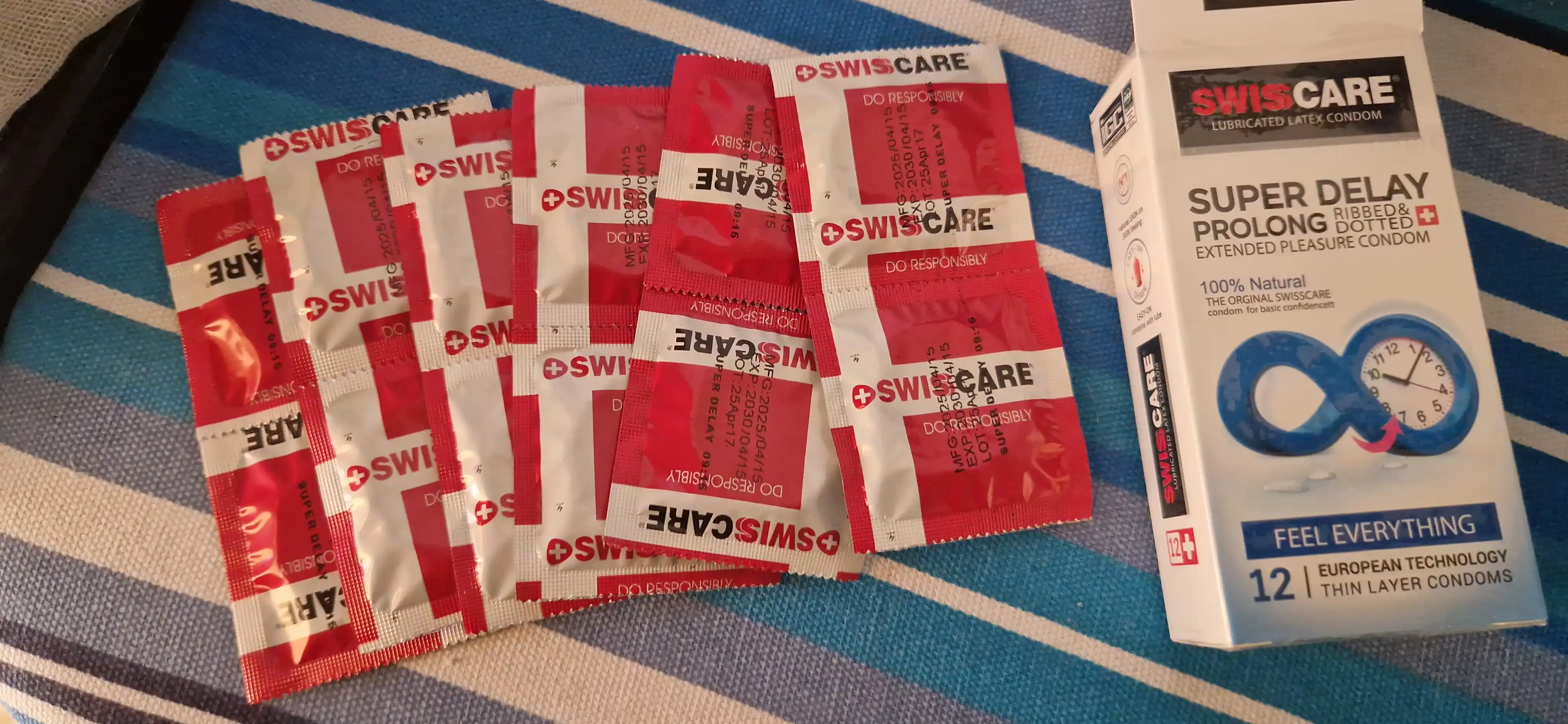 Swiss Care Super Delay prezervativlari 12 dona, uzaytiruvchi, qovurg‘ali va pufakchali