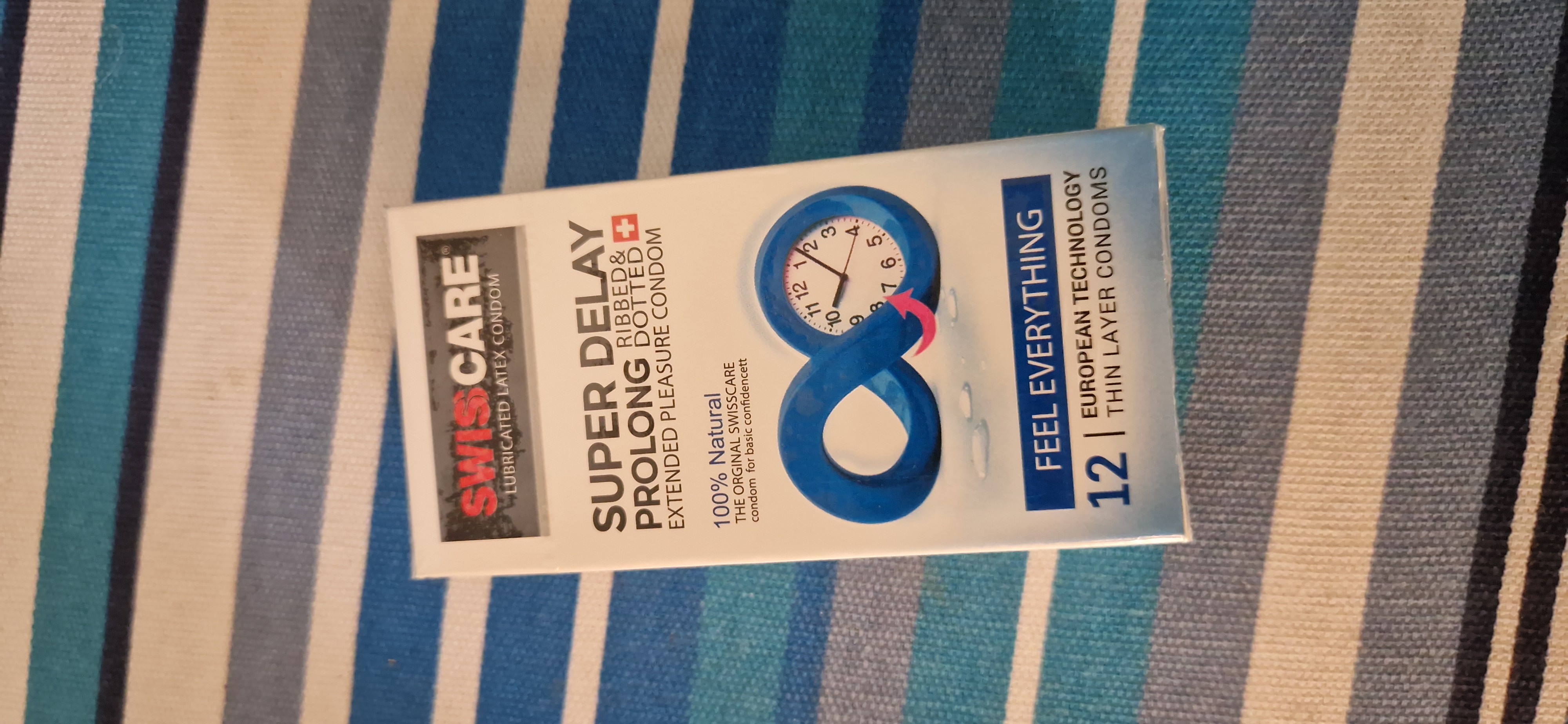 Swiss Care Super Delay prezervativlari 12 dona, uzaytiruvchi, qovurg‘ali va pufakchali