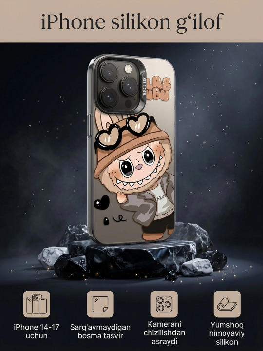 IPhone uchun g‘ilof, 14, 15, 16, 17, pro, promax, max, iPhone uchun bosma silikon g‘ilof - 