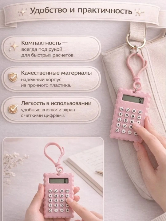 Маленький калькулятор + брелок, аксессуар