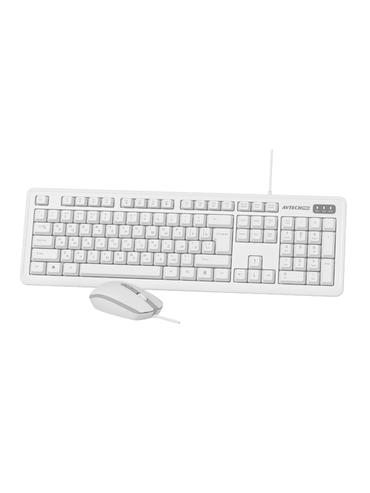 Клавиатура и мышь, AVTECH PRO C305, черны/белый, для офиса
