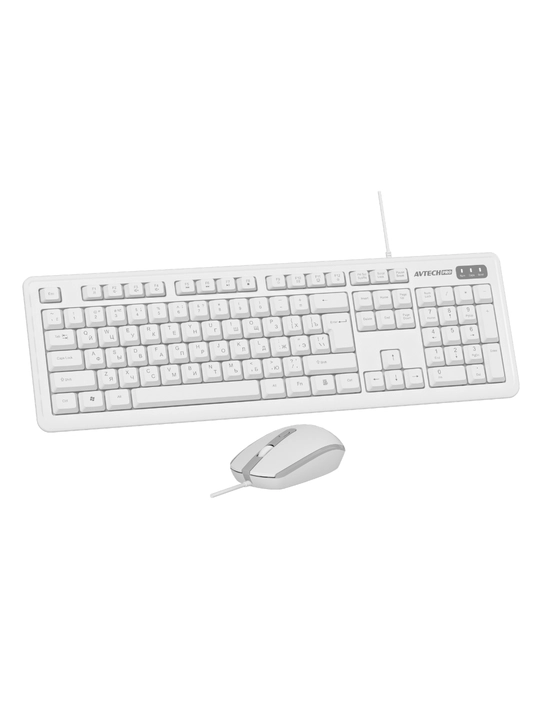 Клавиатура и мышь, AVTECH PRO C305, черны/белый, для офиса