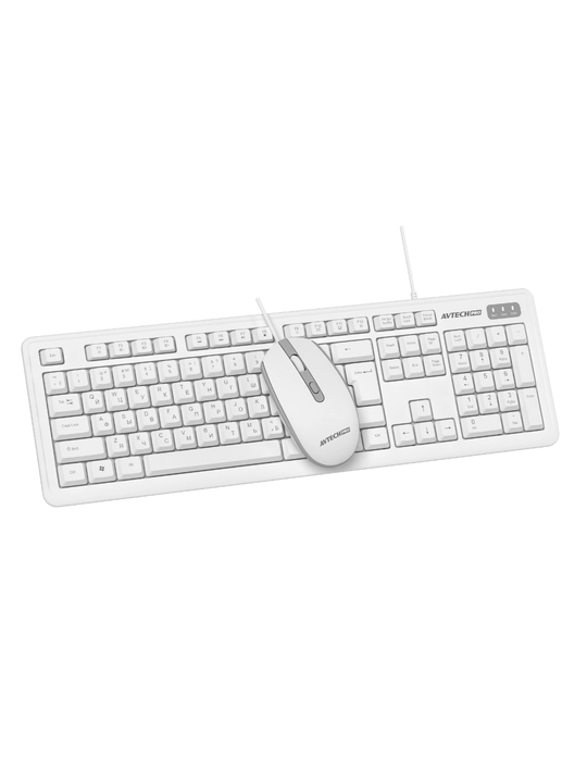 Клавиатура и мышь, AVTECH PRO C305, черны/белый, для офиса