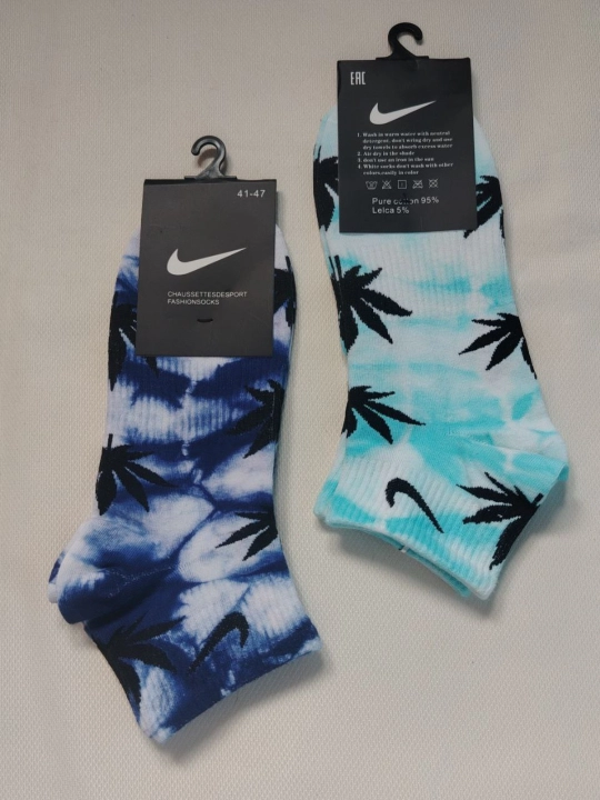 Носки спортивные, унисекс, Nike, с принтом тай-дай, короткие и стильные носки, размер 39–41 - 