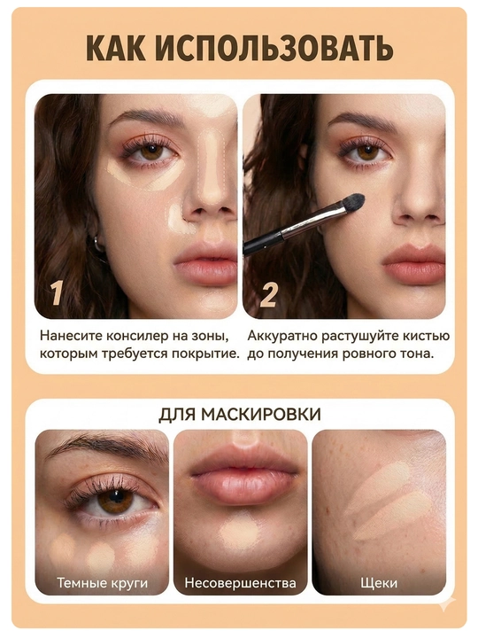 Консилер для лица Sheglam Cream Concealer, водостойкий корректор от темных кругов и прыщей