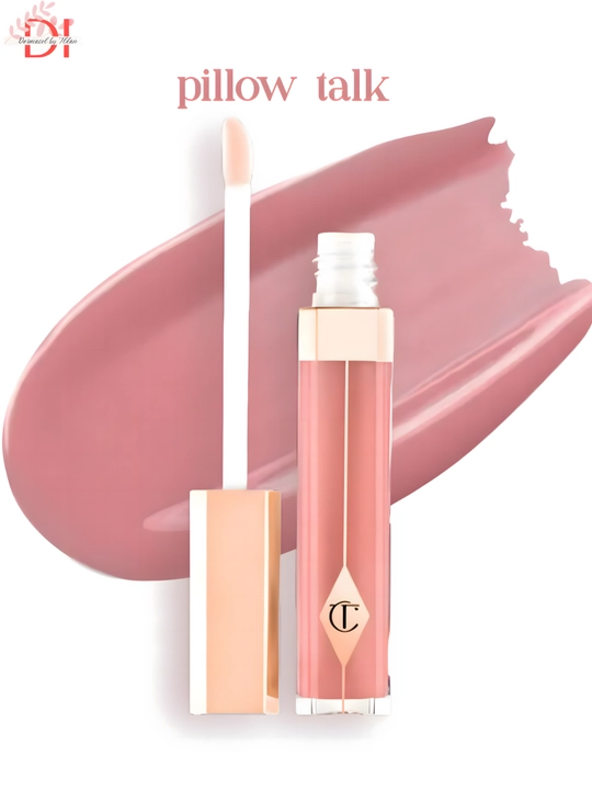 Lab uchun Charlotte Tilbury Lip Lustre Pillow Talk gloss yorqin va namlovchi effekt