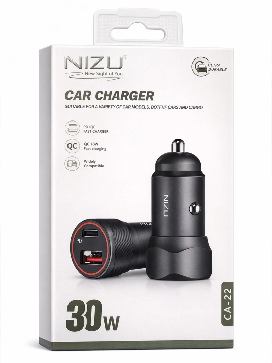 NIZU 30W Avtomobilda mobil qurilmalarni tezkor zaryadlash qurilmasi