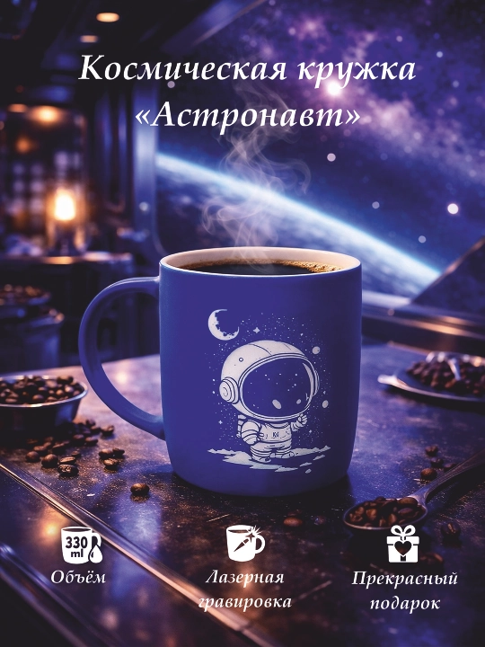Кружка для чая и кофе, в подарок, с астронавтом - 