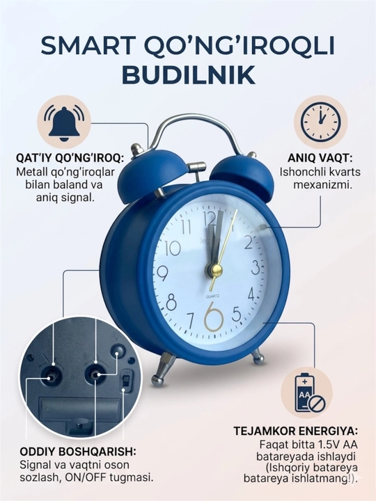 Retro uslubdagi budilnik soat - 