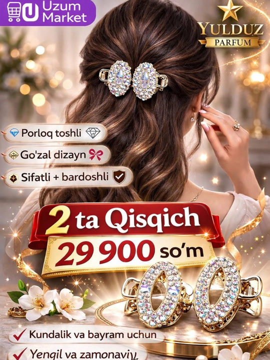 Ayollar va qizlar uchun chiroyli soch to‘g‘nag‘ichlari - soch aksessuarlari