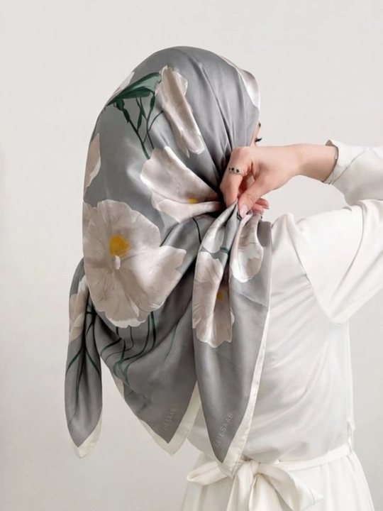 Ayollar uchun atlas ro‘mol ipak hijob sharf kvadrat romol premium moda - 