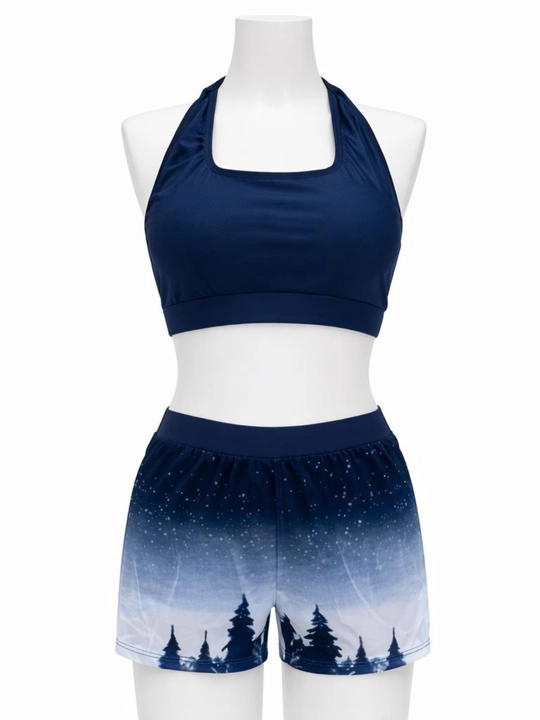 Qizlar va o'smirlar uchun suzish kostyumi, 40-46 standart o'lcham, yopinchiq+top+short