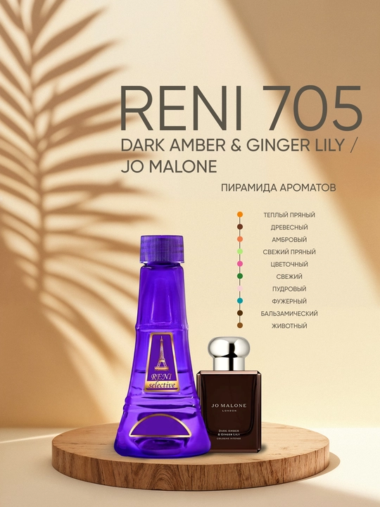 Духи Reni Selective unisex 705F, направление аромата DARK AMBER & GINGER LILY / Jo Malone