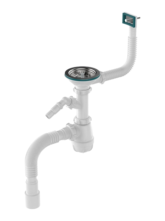 Aquant сифон для раковины 3 1/2"x40, с отводом для стиральной машины (AB0147-20-MR)