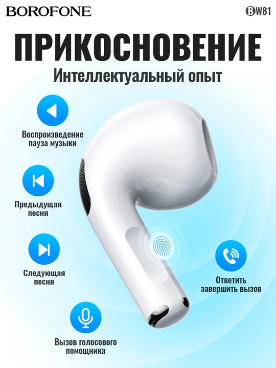 Borofone BW81 simsiz quloqchinlari, TWS, 300+30 mAh, 4 soatgacha musiqa tinglash