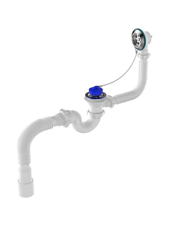 Aquant Vanna uchun sifon 1 1/2"x40, metall panjara va gofra quvur (V155-30-MR)