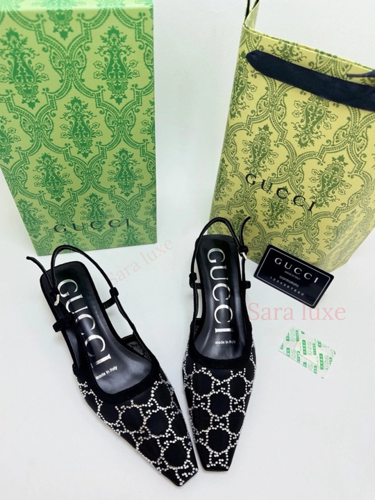 Slingback ayollar poyabzali - toshli to‘r, nafis dizayn (36-40)