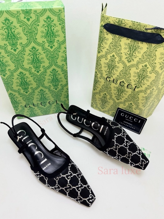 Slingback ayollar poyabzali - toshli to‘r, nafis dizayn (36-40)