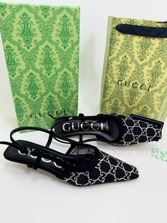 Slingback ayollar poyabzali - toshli to‘r, nafis dizayn (36-40)