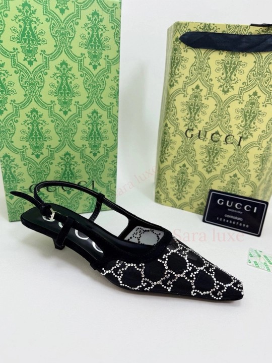 Slingback ayollar poyabzali - toshli to‘r, nafis dizayn (36-40)