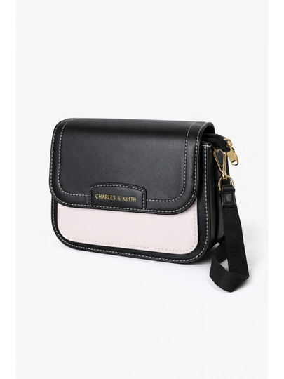 Женская сумка Charles & Keith через плечо crossbody маленькая черно-белая — ELITEPR-OQQORASUMKA-БЕЛЫЙ