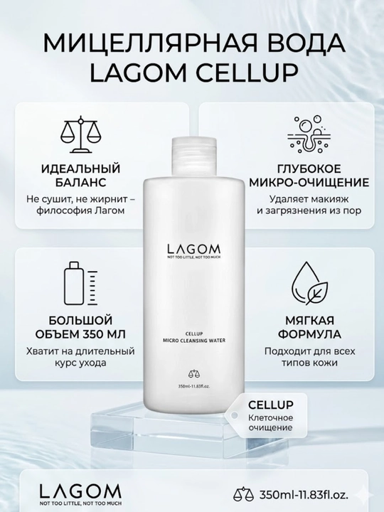 Lagom Мицеллярная вода Cellup Micro Cleansing Water 350 ml - 